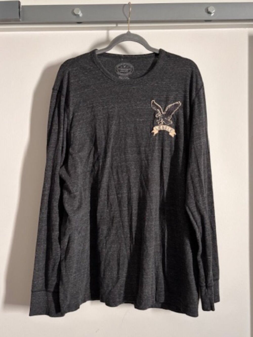 Y2K American Eagle Athletic Fit Long Sleeve Shirt Men's XXL - Heather Gray